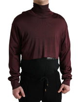 Dolce & Gabbana Maroon Viscose Turtleneck Pullover Sweater -   -  Dolce & Gabbana.